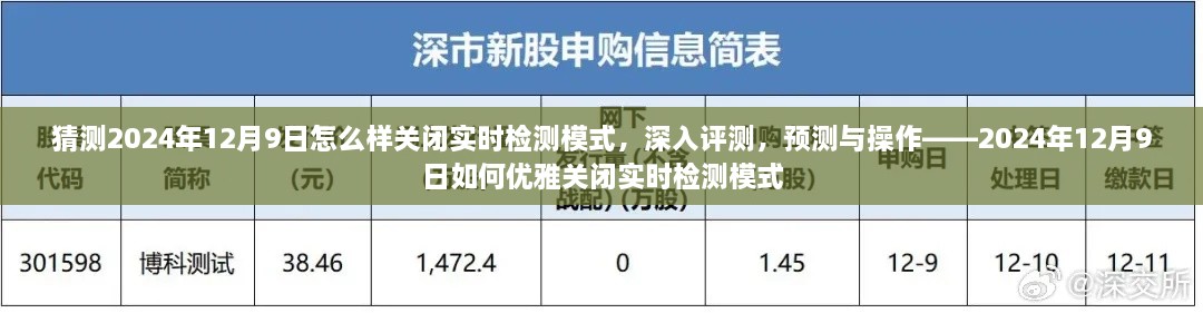 猜测2024年12月9日怎么样关闭实时检测模式，深入评测，预测与操作——2024年12月9日如何优雅关闭实时检测模式