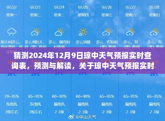 关于琼中天气预报实时查询表的深度探讨，预测与解读琼中气候数据（以2024年12月9日为例）