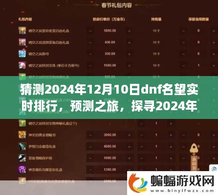 探寻未来蓝图，预测之旅揭秘DNF名望实时排行展望（2024年）