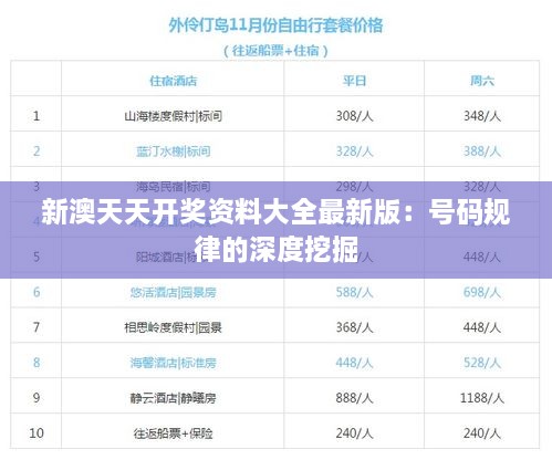 新澳天天开奖资料大全最新版：号码规律的深度挖掘