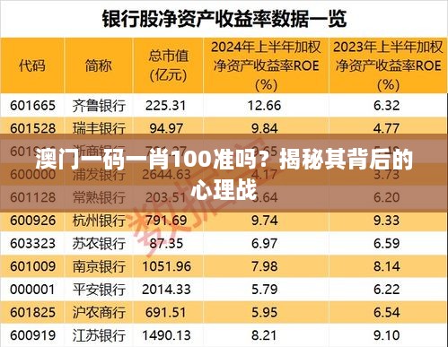 澳门一码一肖100准吗？揭秘其背后的心理战