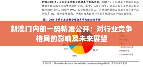 新澳门内部一码精准公开：对行业竞争格局的影响及未来展望