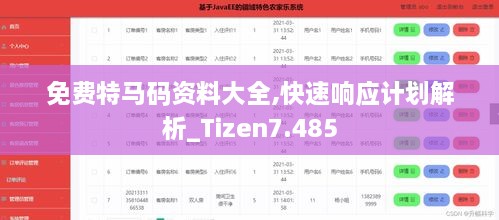 免费特马码资料大全,快速响应计划解析_Tizen7.485