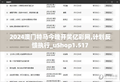 2024澳门特马今晚开奖亿彩网,计划反馈执行_uShop1.517