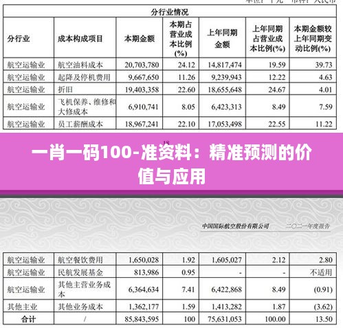 一肖一码100-准资料：精准预测的价值与应用