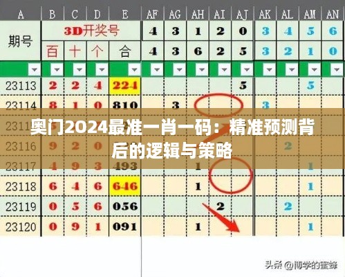 奥门2O24最准一肖一码：精准预测背后的逻辑与策略