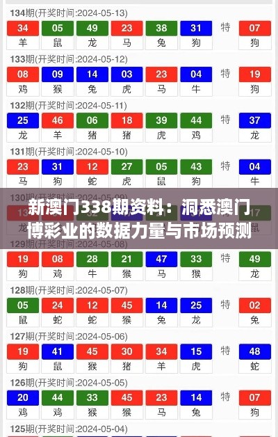 新澳门338期资料：洞悉澳门博彩业的数据力量与市场预测