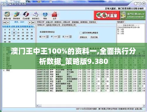 澳门王中王100%的资料一,全面执行分析数据_策略版9.380