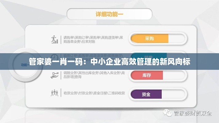 管家婆一肖一码：中小企业高效管理的新风向标