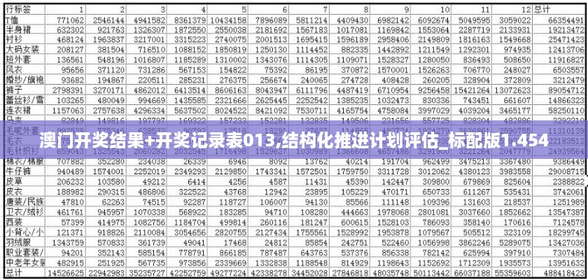 澳门开奖结果+开奖记录表013,结构化推进计划评估_标配版1.454