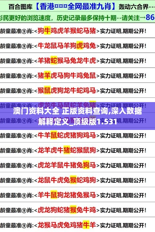 澳门资料大全 正版资料查询,深入数据解释定义_顶级版1.531