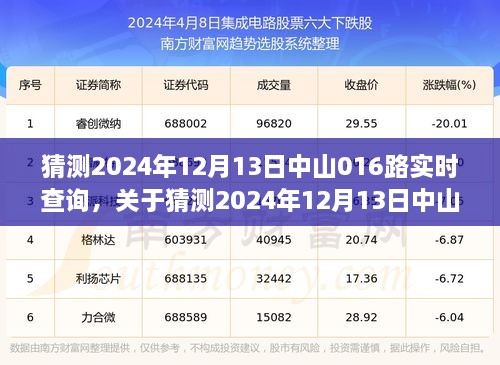 关于中山公交016路实时查询的预测与探讨，2024年12月13日实时查询分析