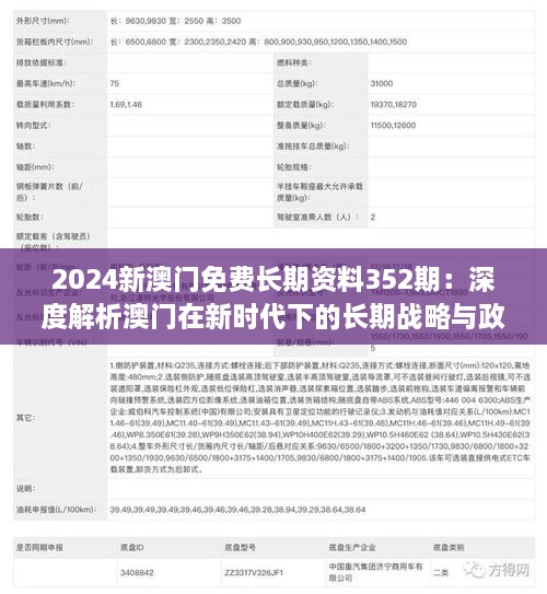 2024新澳门免费长期资料352期：深度解析澳门在新时代下的长期战略与政策