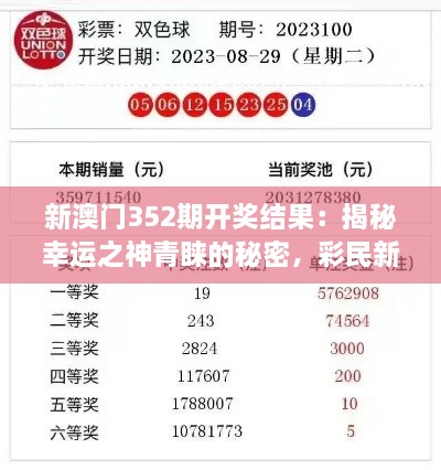 新澳门352期开奖结果：揭秘幸运之神青睐的秘密，彩民新期待