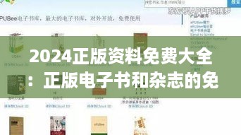 2024正版资料免费大全：正版电子书和杂志的免费获取平台