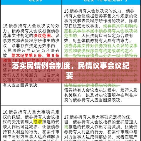 落实民情例会制度，民情议事会议纪要 