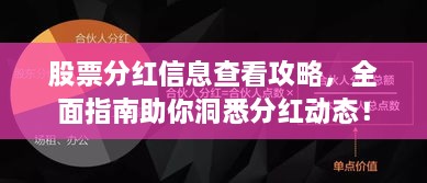 股票分红信息查看攻略，全面指南助你洞悉分红动态！