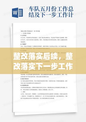 整改落实后续，整改落实下一步工作计划 