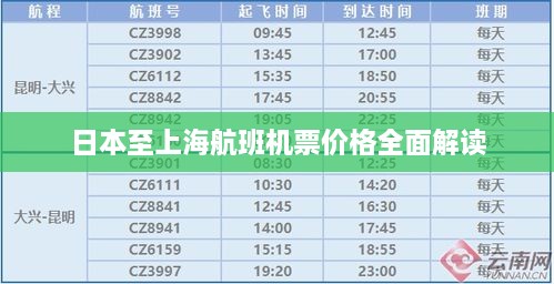 日本至上海航班机票价格全面解读