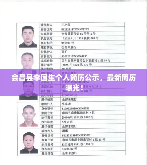 会昌县李国生个人简历公示，最新简历曝光！