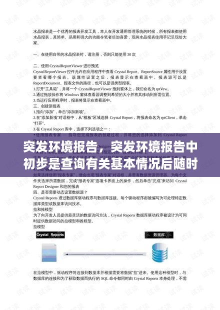 突发环境报告，突发环境报告中初步是查询有关基本情况后随时 