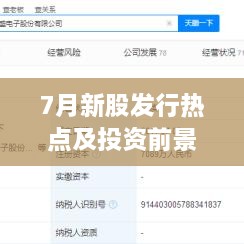 7月新股发行热点及投资前景深度解析，上市股票一览