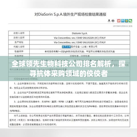 全球领先生物科技公司排名解析，探寻抗体采购领域的佼佼者