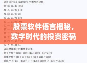 股票软件语言揭秘，数字时代的投资密码解读