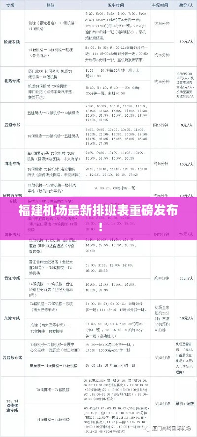 福建机场最新排班表重磅发布！