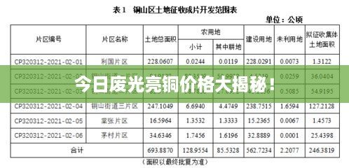 今日废光亮铜价格大揭秘！