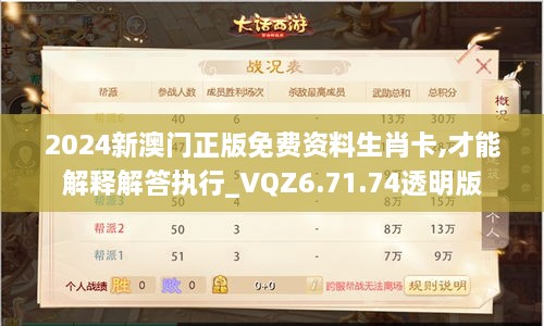 2024新澳门正版免费资料生肖卡,才能解释解答执行_VQZ6.71.74透明版