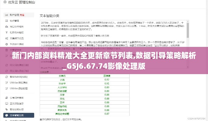 新门内部资料精准大全更新章节列表,数据引导策略解析_GSJ6.67.74影像处理版