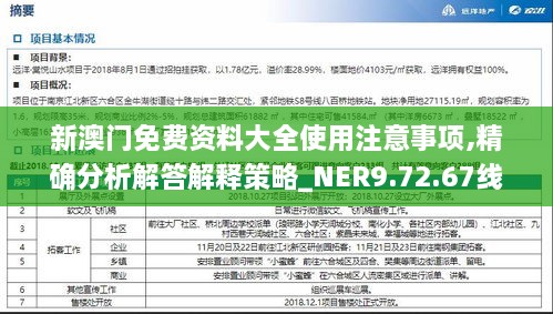 新澳门免费资料大全使用注意事项,精确分析解答解释策略_NER9.72.67线上版