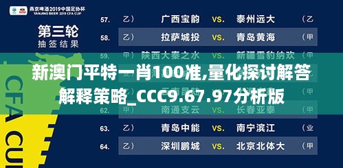 新澳门平特一肖100准,量化探讨解答解释策略_CCC9.67.97分析版