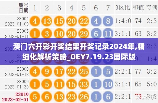 澳门六开彩开奖结果开奖记录2024年,精细化解析策略_OEY7.19.23国际版