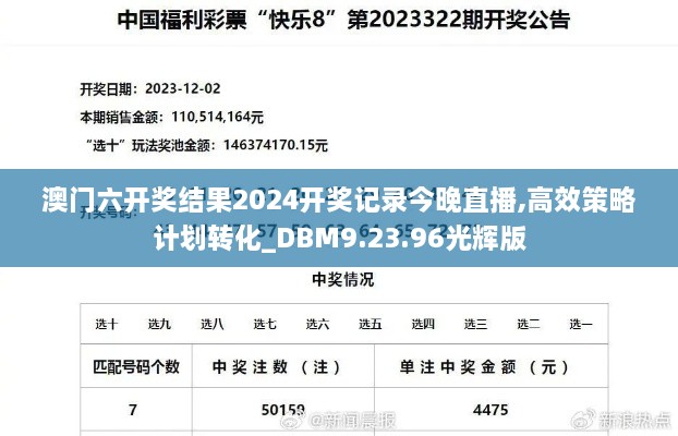 澳门六开奖结果2024开奖记录今晚直播,高效策略计划转化_DBM9.23.96光辉版