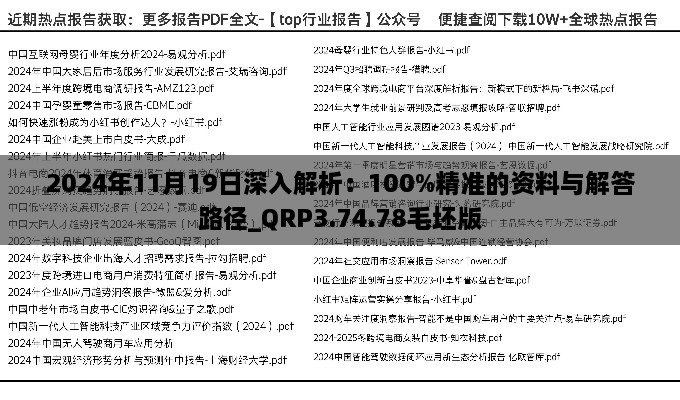 2024年11月19日深入解析：100%精准的资料与解答路径_QRP3.74.78毛坯版