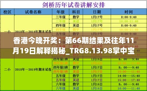 香港今晚开奖：第66期结果及往年11月19日解释揭秘_TRG8.13.98掌中宝