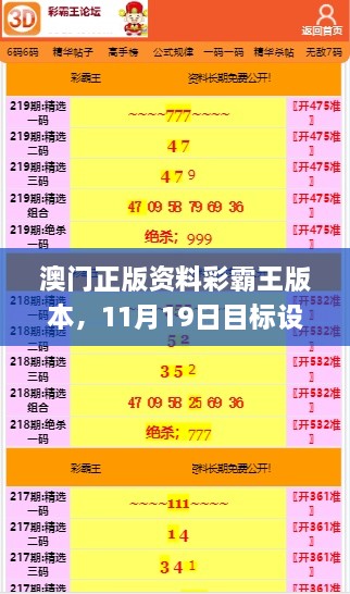 澳门正版资料彩霸王版本，11月19日目标设定与解答实施_FRV1.40.42优雅版