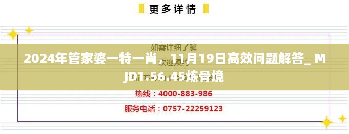 2024年管家婆一特一肖，11月19日高效问题解答_ MJD1.56.45炼骨境