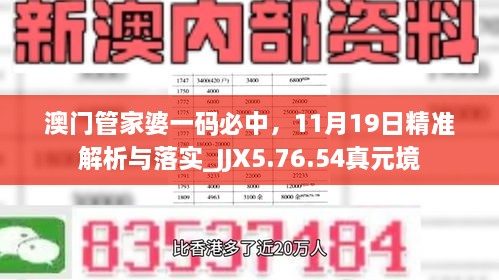 澳门管家婆一码必中，11月19日精准解析与落实_JJX5.76.54真元境