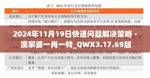 2024年11月19日快速问题解决策略 - 澳家婆一肖一特_QWX3.17.69版