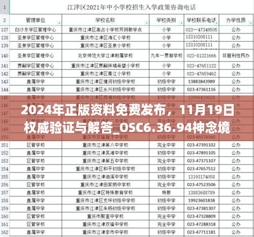 2024年正版资料免费发布，11月19日权威验证与解答_OSC6.36.94神念境