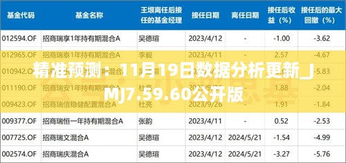 精准预测：11月19日数据分析更新_JMJ7.59.60公开版