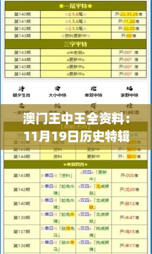 澳门王中王全资料：11月19日历史特辑解读_ZBR5.46.82愉悦版