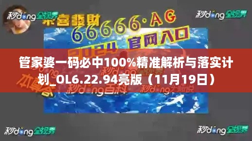 管家婆一码必中100%精准解析与落实计划_OL6.22.94亮版（11月19日）