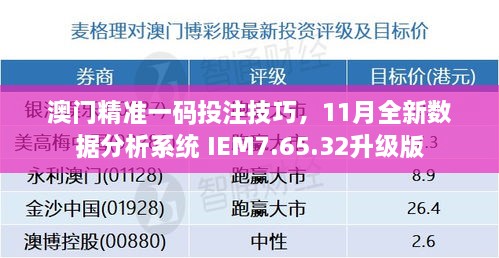 澳门精准一码投注技巧，11月全新数据分析系统 IEM7.65.32升级版