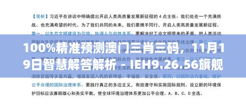 100%精准预测澳门三肖三码，11月19日智慧解答解析 - IEH9.26.56旗舰版