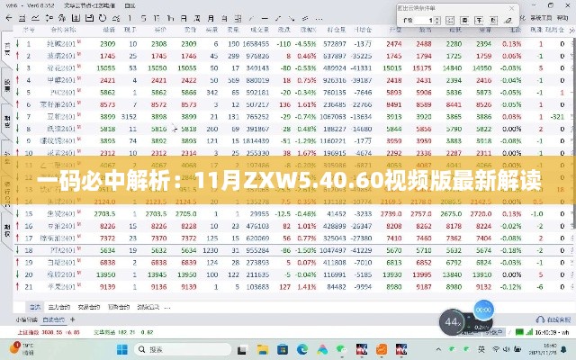 一码必中解析：11月ZXW5.40.60视频版最新解读