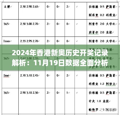 2024年香港新奥历史开奖记录解析：11月19日数据全面分析_ZEP3.41.67敏捷版